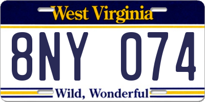 WV license plate 8NY074