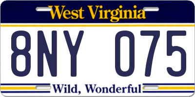 WV license plate 8NY075