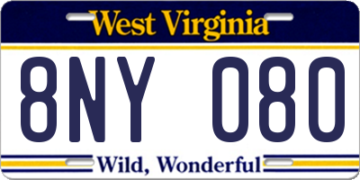 WV license plate 8NY080