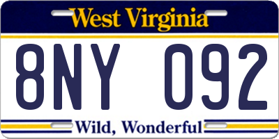 WV license plate 8NY092