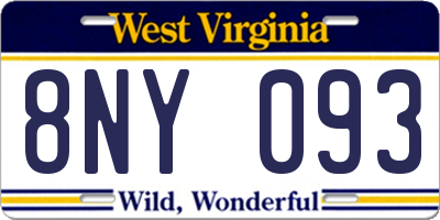 WV license plate 8NY093