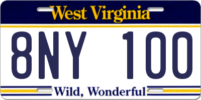 WV license plate 8NY100