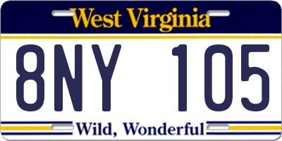 WV license plate 8NY105