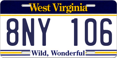WV license plate 8NY106