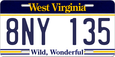 WV license plate 8NY135