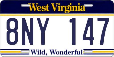 WV license plate 8NY147