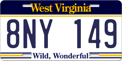 WV license plate 8NY149
