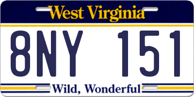 WV license plate 8NY151