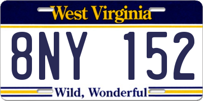 WV license plate 8NY152