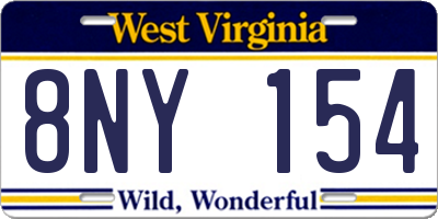 WV license plate 8NY154