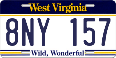 WV license plate 8NY157