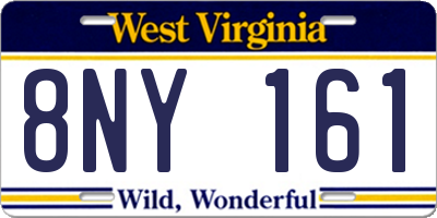 WV license plate 8NY161