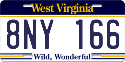 WV license plate 8NY166