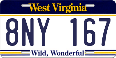 WV license plate 8NY167
