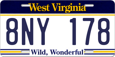 WV license plate 8NY178