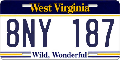 WV license plate 8NY187