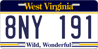 WV license plate 8NY191