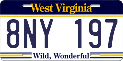 WV license plate 8NY197