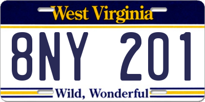 WV license plate 8NY201