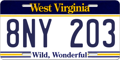 WV license plate 8NY203