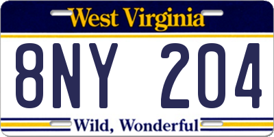 WV license plate 8NY204