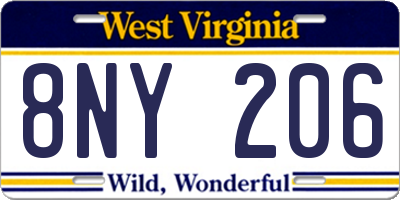 WV license plate 8NY206