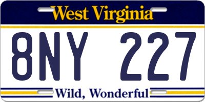 WV license plate 8NY227