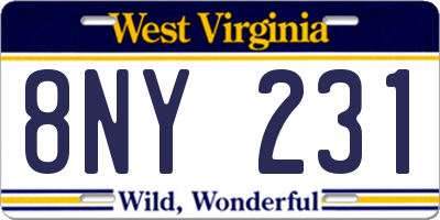 WV license plate 8NY231