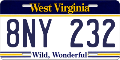 WV license plate 8NY232