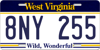 WV license plate 8NY255