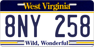 WV license plate 8NY258