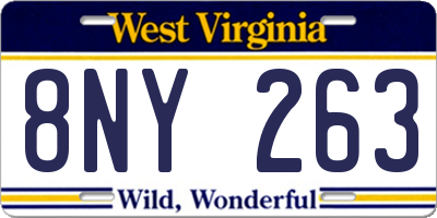 WV license plate 8NY263