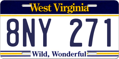 WV license plate 8NY271