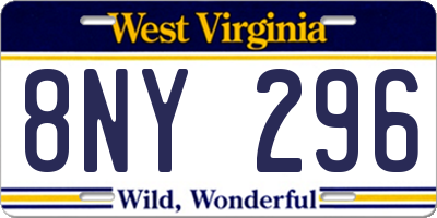 WV license plate 8NY296