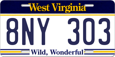 WV license plate 8NY303