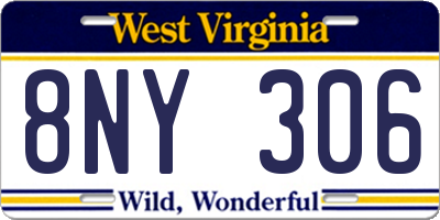 WV license plate 8NY306