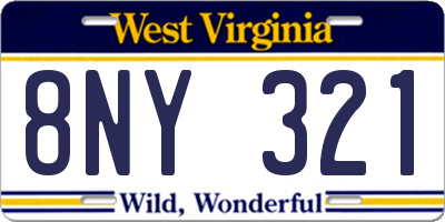 WV license plate 8NY321