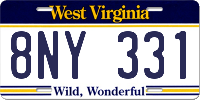 WV license plate 8NY331