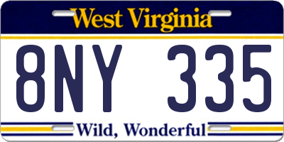 WV license plate 8NY335