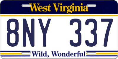 WV license plate 8NY337