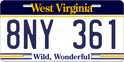 WV license plate 8NY361