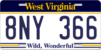 WV license plate 8NY366