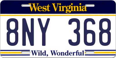 WV license plate 8NY368