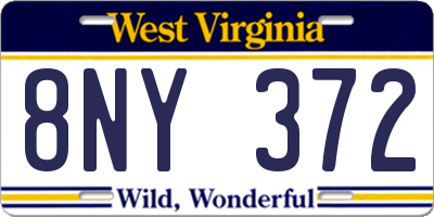 WV license plate 8NY372