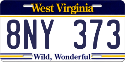 WV license plate 8NY373