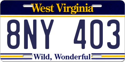 WV license plate 8NY403