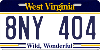 WV license plate 8NY404