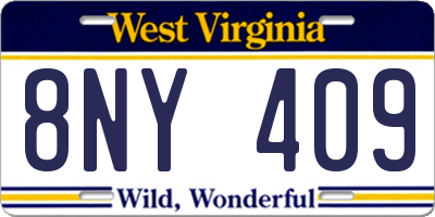 WV license plate 8NY409