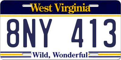 WV license plate 8NY413