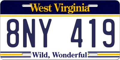 WV license plate 8NY419